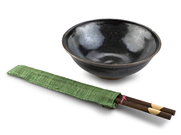 Vajilla tradicional de Asia, palillos y tazón — Foto de Stock