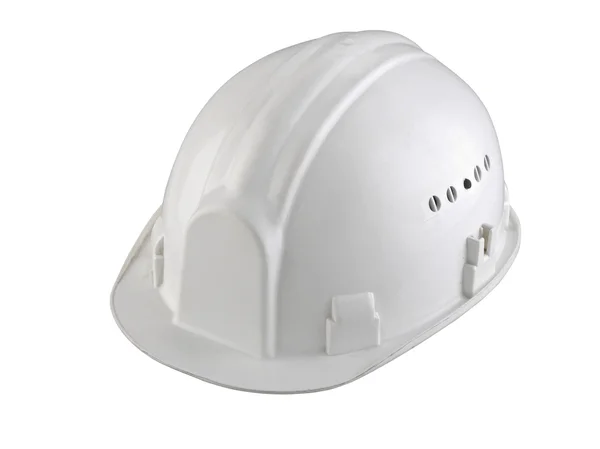 在白色背景上的孤立的白色建筑头盔 — 图库照片