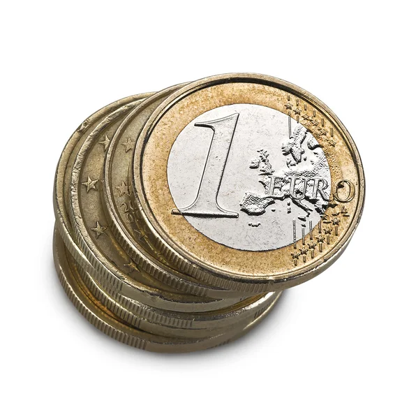 Pièce en euros isolée sur fond blanc — Photo