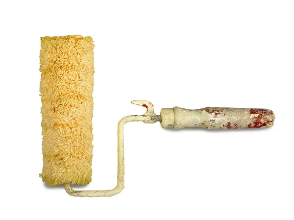 Dirty paint roller isolated — Stock Photo, Image