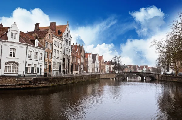 stock image Bruges city street and canal