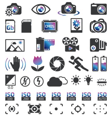 Photo camera icons clipart