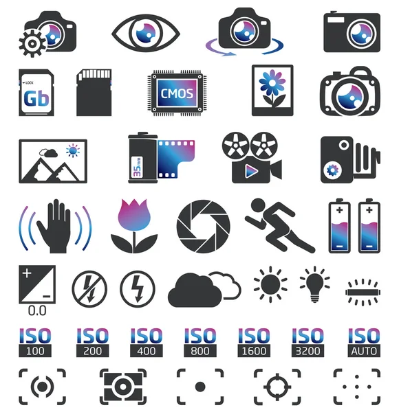 Symbole der Fotokamera — Stockvektor