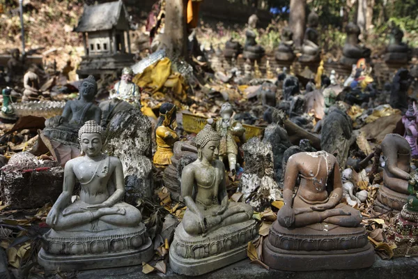 Thailand, chiang mai, u-mong templet, gamla buddha statyer — Stockfoto