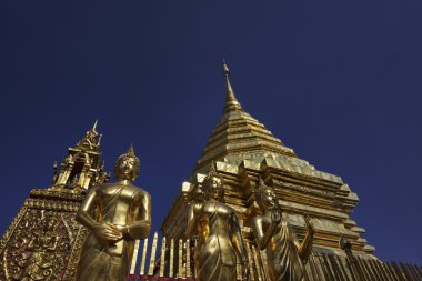 Tayland, chiang mai, phra thart DOI suthep Tapınağı (wat phra thart DOI suthep), altın Buda heykelleri