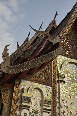 Tayland, chiang mai, phra thart DOI suthep Tapınağı (wat phra thart DOI suthep), ahşap çatı süsler