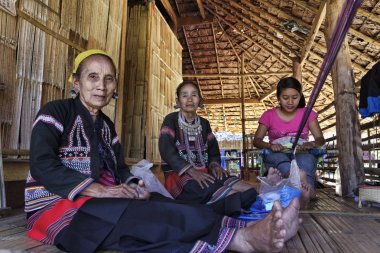 Thailand, Chiang Mai, Karen Long Neck hill tribe village (Kayan Lahwi), Karen women clipart
