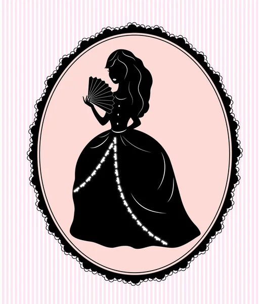 Vintage silhouette femminile su sfondo rosa — Vettoriale Stock