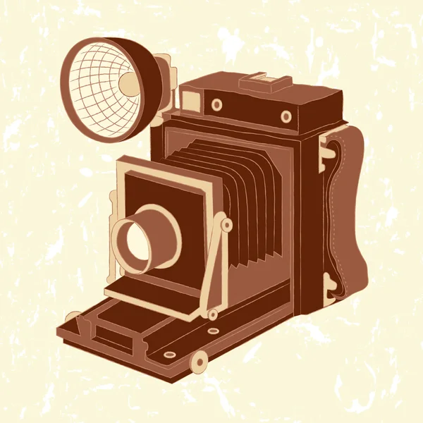 Vintage photo camera on grunge background — Stock Vector