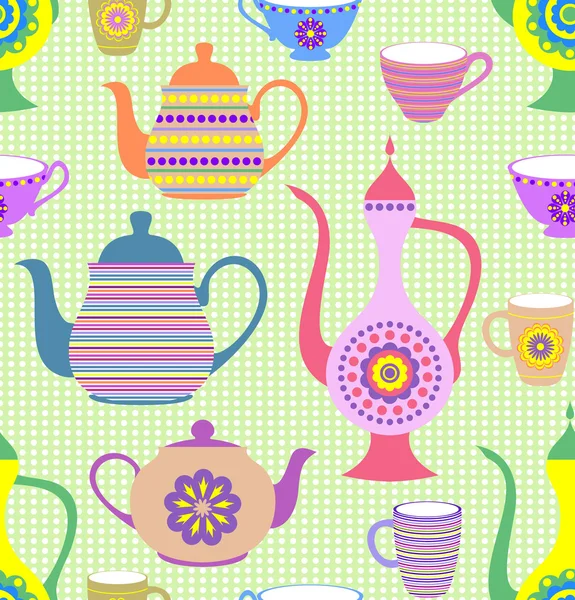 Teekannen und Tassen — Stockvektor