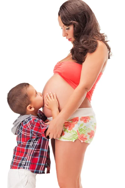 Gravid kvinna och en liten pojke — Stockfoto