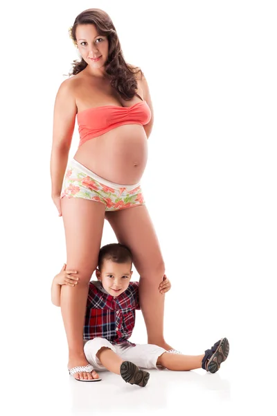 Pregnant woman and a little boy — Stock Photo, Image