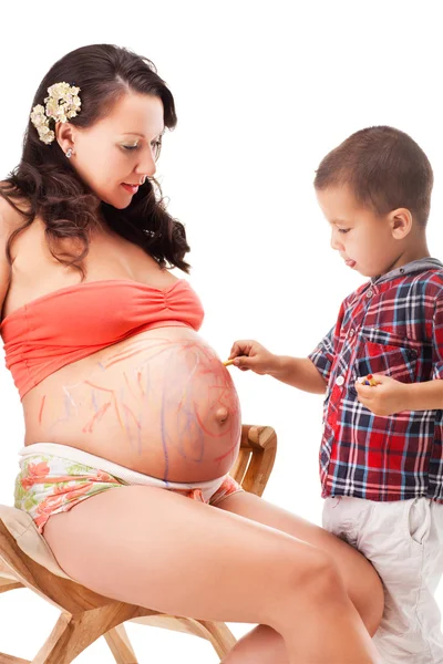 Femme enceinte et un petit garçon — Photo