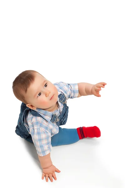 白地にかわいい赤ちゃん男の子 — ストック写真