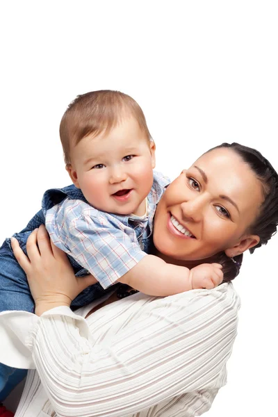 Mãe feliz com menino — Fotografia de Stock