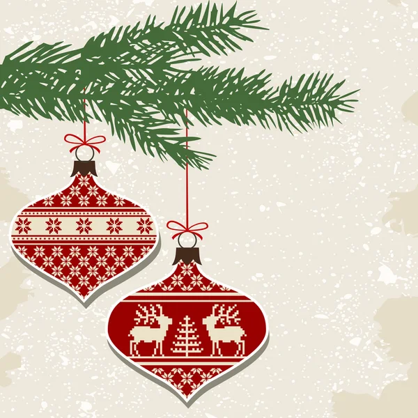 Retro julgranskulor med ornament — Stock vektor