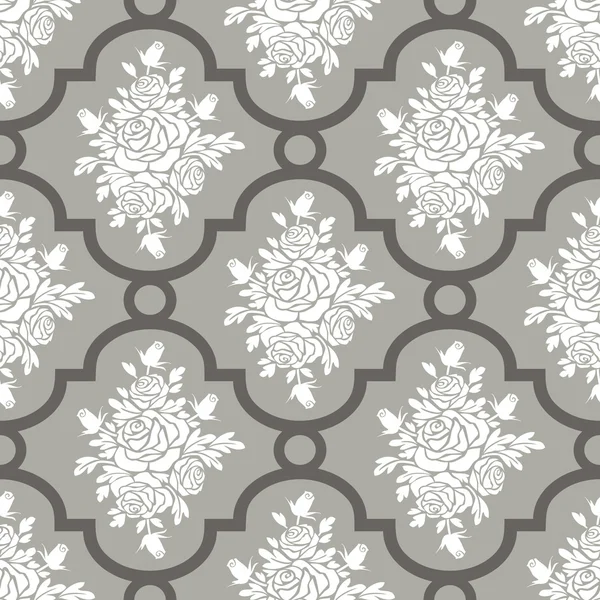 White roses seamless pattern — Stock Vector