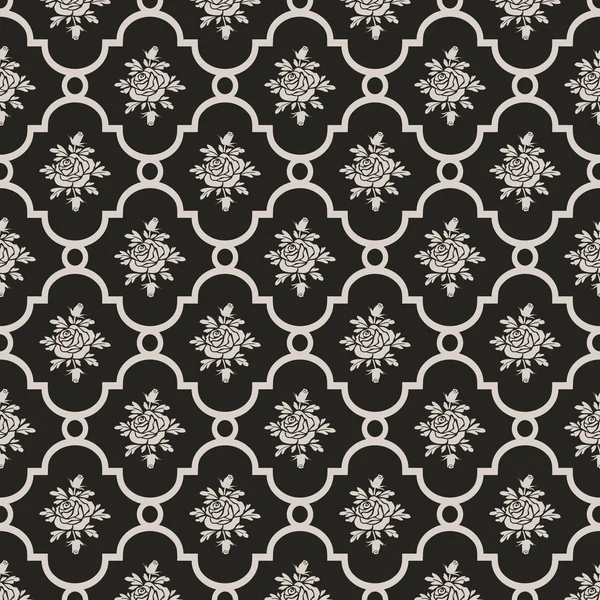 Grey roses seamless pattern — Stock Vector