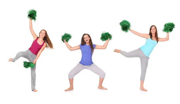 Tre cheerleaders — Stockfoto