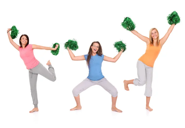 Tre cheerleaders — Stockfoto