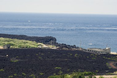 Ako village buried by lava, Miyake Island, Japan clipart