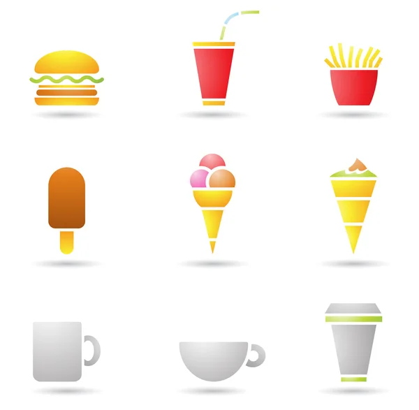 Fagylalt, kávé és a Fast Food — Stock Vector