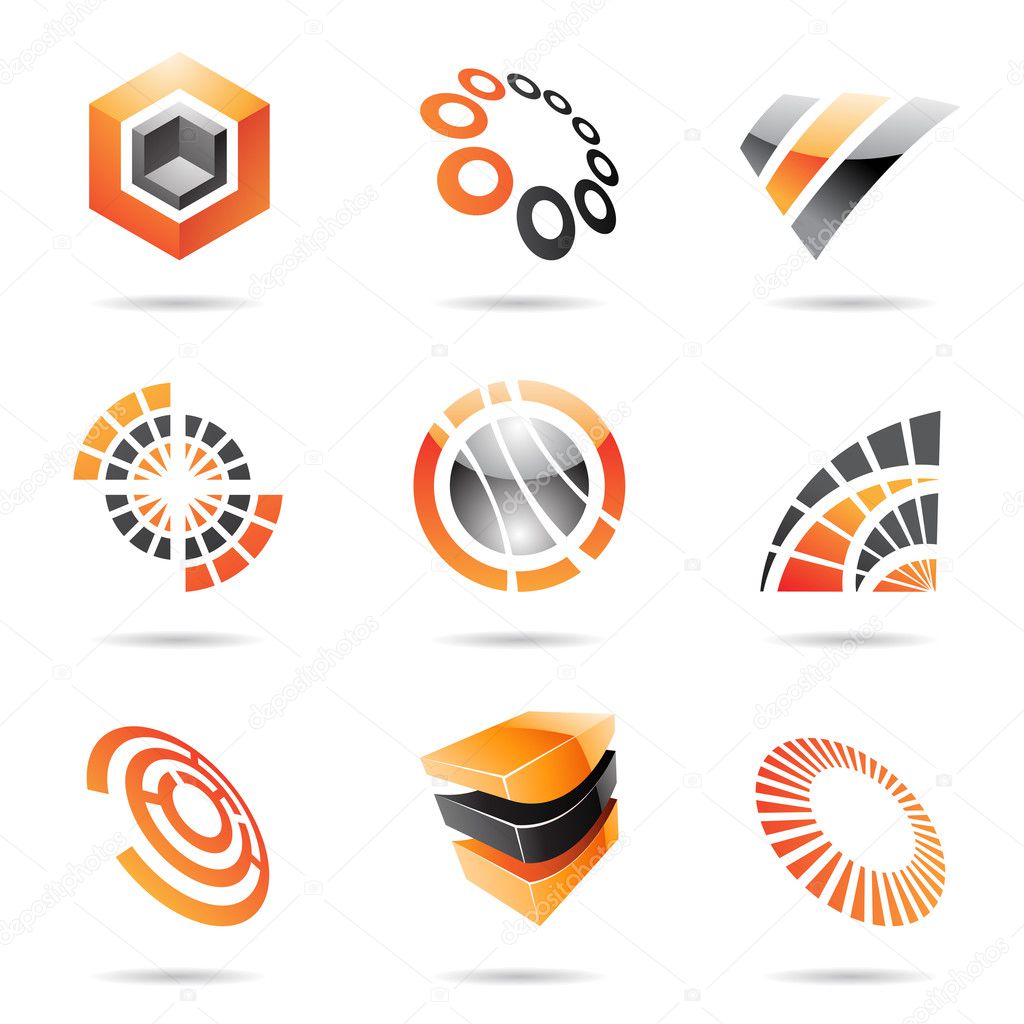 Various orange abstract icons, Set 7