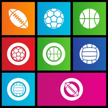 Metro style sports balls icons clipart