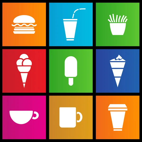 Metra zmrzlina, káva a rychlé občerstvení — Stockový vektor