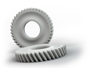 Plastic gears isolated on white background clipart