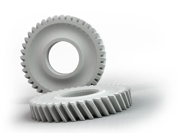 Plastic gears isolated on white background — Stock Photo, Image