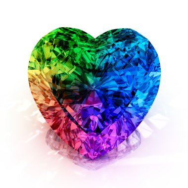 Rainbow heart shape diamond clipart