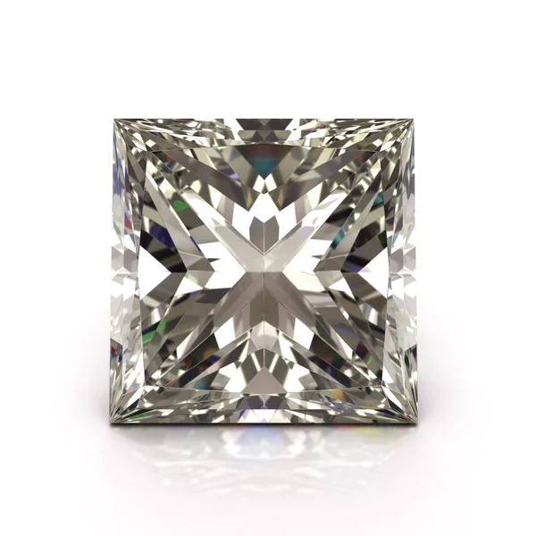 Princess cut diamond op wit — Stockfoto
