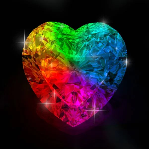 Arco-íris forma coração diamante — Fotografia de Stock