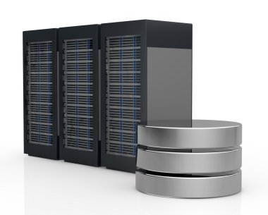 Concept of computer server and data storage clipart