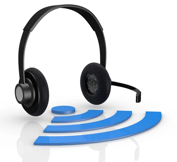 Wireless symbol and headphones — Stock Photo, Image