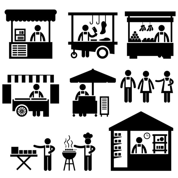 Business Stall Store Booth Market Marketplace Shop Icon Symbol Sign Pictogram