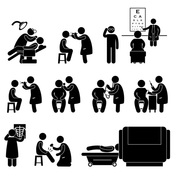 Health Medical Body Check Up Untersuchung Test Icon Symbol Zeichen Piktogramm — Stockvektor