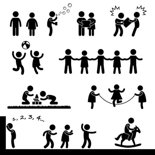 Enfants heureux jouant pictogramme symbole icône signe — Image vectorielle