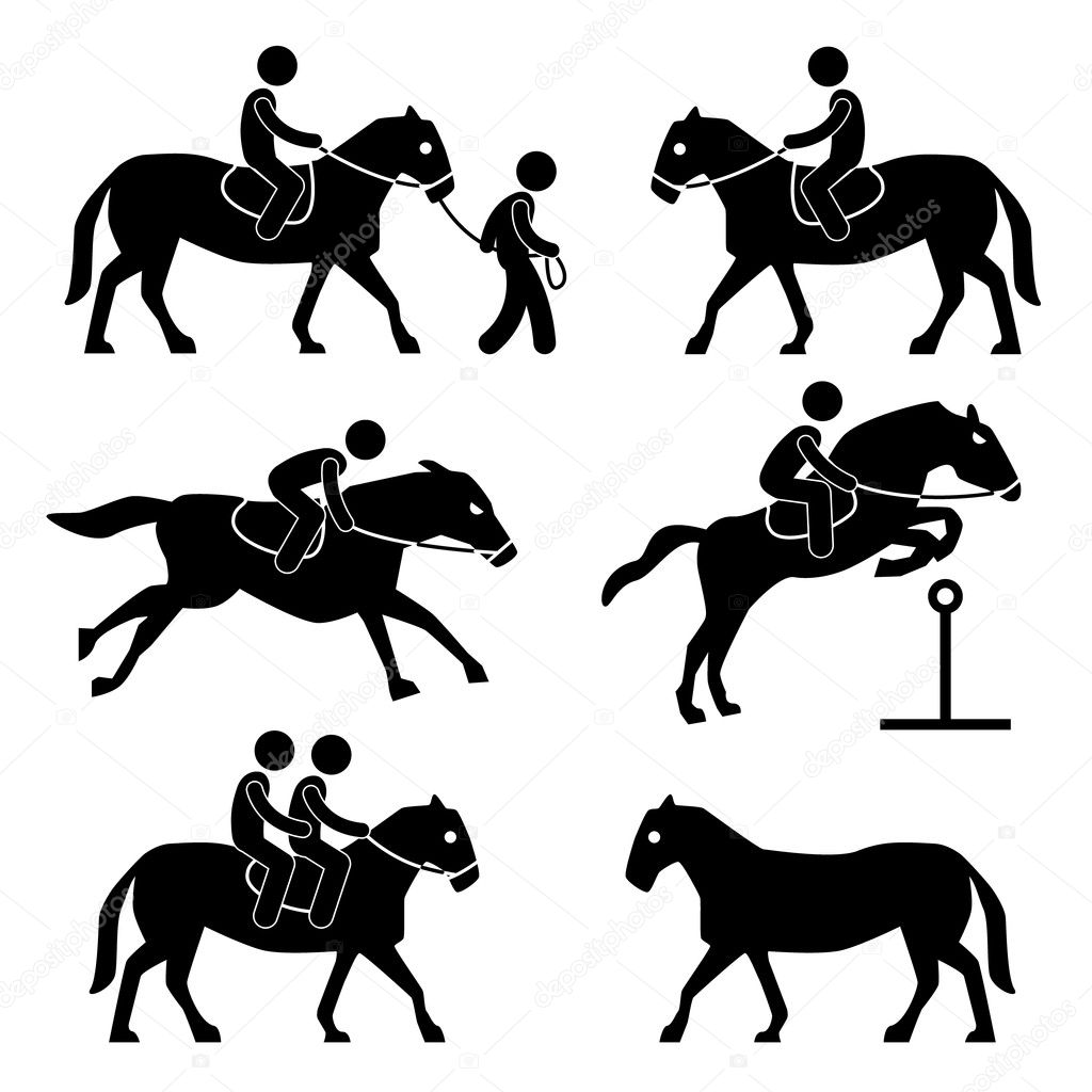Horse Riding Training Jockey Equestrian Icon Symbol Sign Pictogram