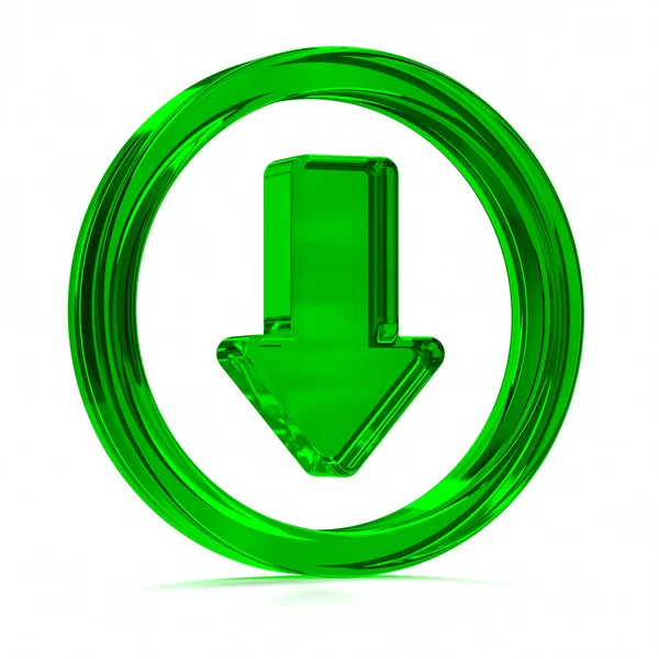 Verde Descargar icono —  Fotos de Stock