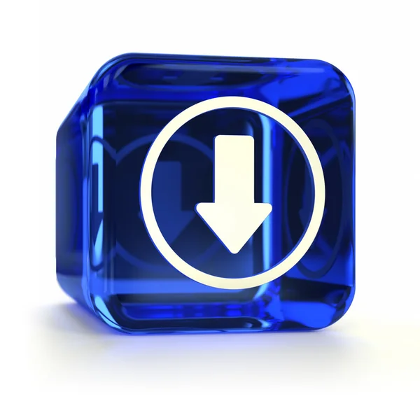 Blauw download pictogram — Stockfoto