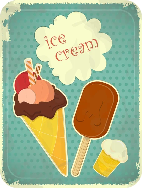 Zmrzlina retro plakát — Stockový vektor
