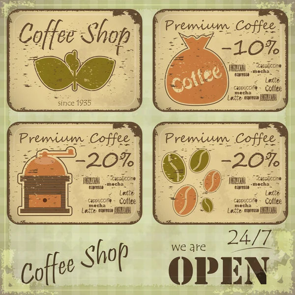 Modèle de signe Grunge pour café — Image vectorielle