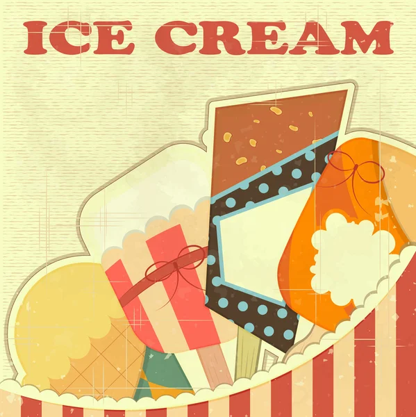 Cartão de cor retro sorvete — Vetor de Stock
