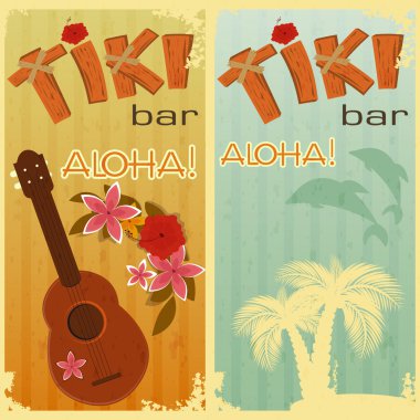 Two cards for Tiki bars clipart