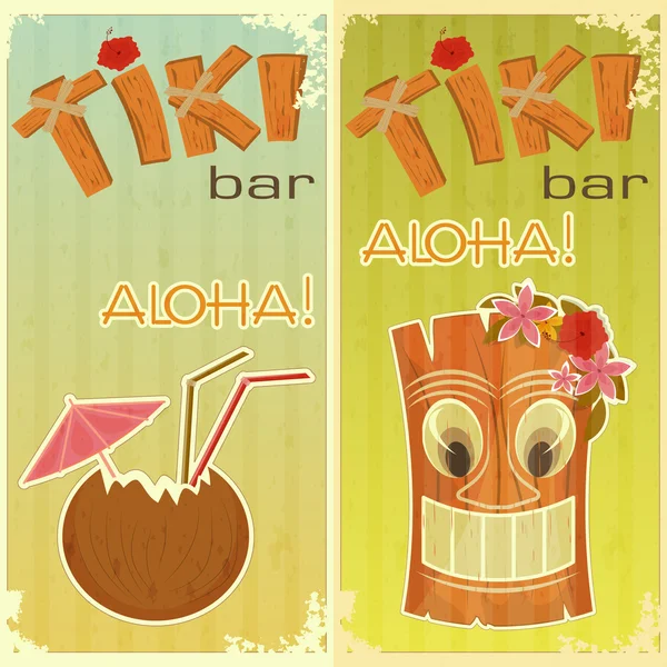 Tiki 酒吧复古贴纸 — 图库矢量图片