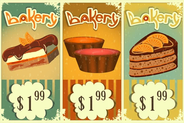 Cake price tags Vintage — Stock Vector