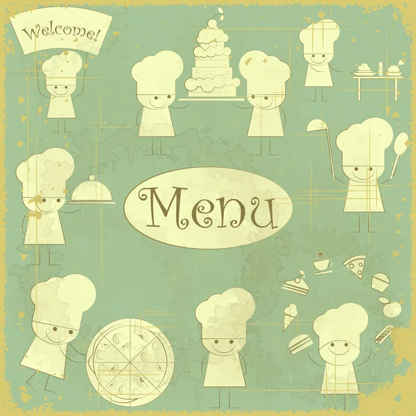 Vintage cover menu with chefs — Stock Vector