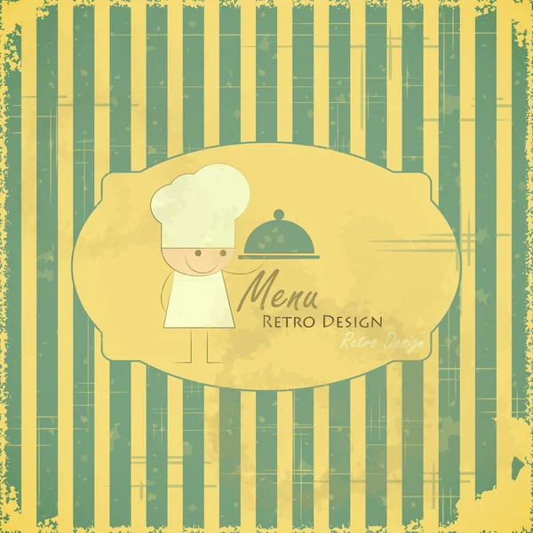 Şefleri dizili arka plan üzerinde Vintage menü kartı — Stok Vektör